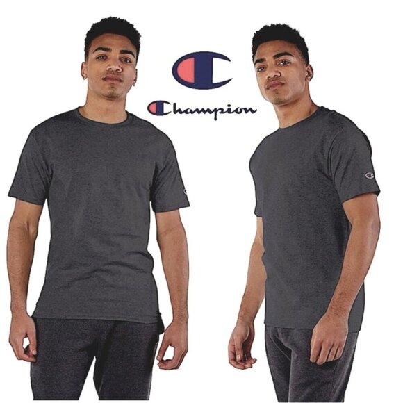 Champion Men's T Shirt Crew Neck Short Sleeve C Logo Unisex Charcoal Gray XL - Picture 16 of 16